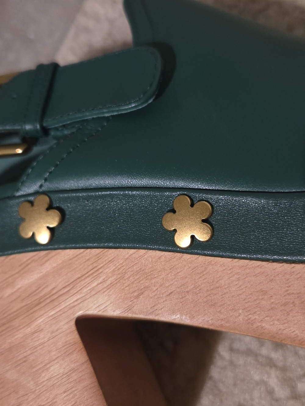Charlotte Stone Hari Platform Slingback Studded Clogs - Juniper Flower Green - 8 - Picture 2 of 7